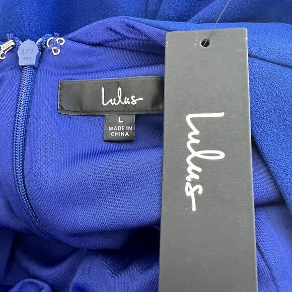 NWT Lulu’s Royal Blue Bustier Maxi Dress LARGE Backless Gown Stretch - Picture 13 of 15